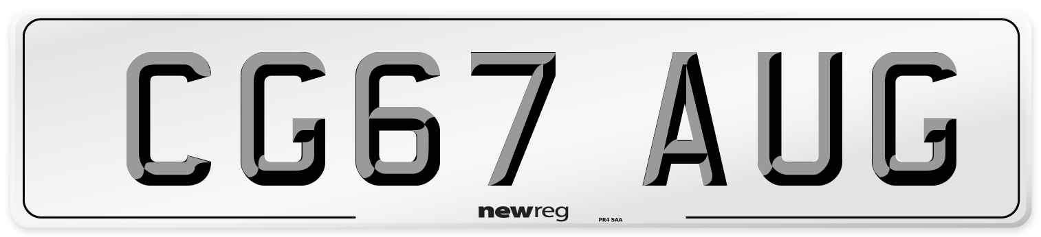 CG67 AUG Number Plate from New Reg